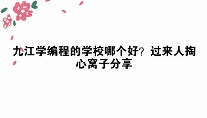 九江学编程的学校哪个好?过来人掏心窝子分享