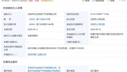 277万债务拒还!吕梁万达房产被列为“失信人”,农发行持股65%
